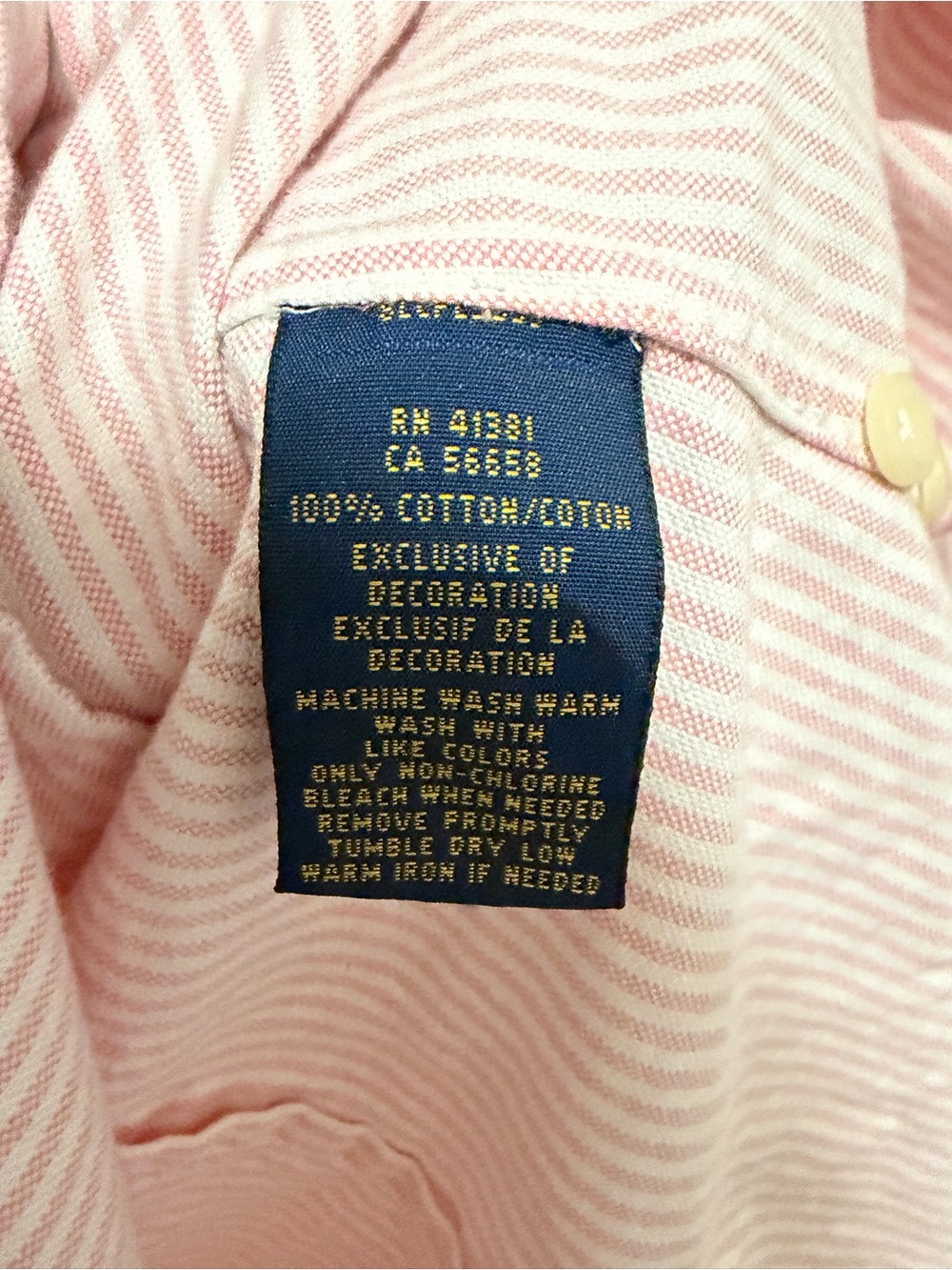 Ralph Lauren Pinstripe Oxford Shirt Pink Size Small Button Up Preppy 100% Cotton - Picture 8 of 13